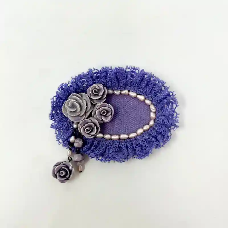 Broches elegantes para boda círculo morado flores | Anhelo