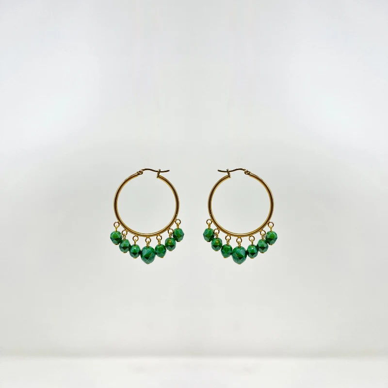 Pendientes largos -dorados y verdes | Anhelo