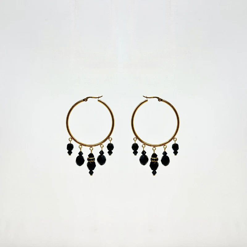 Pendientes largos -dorados y negros | Anhelo