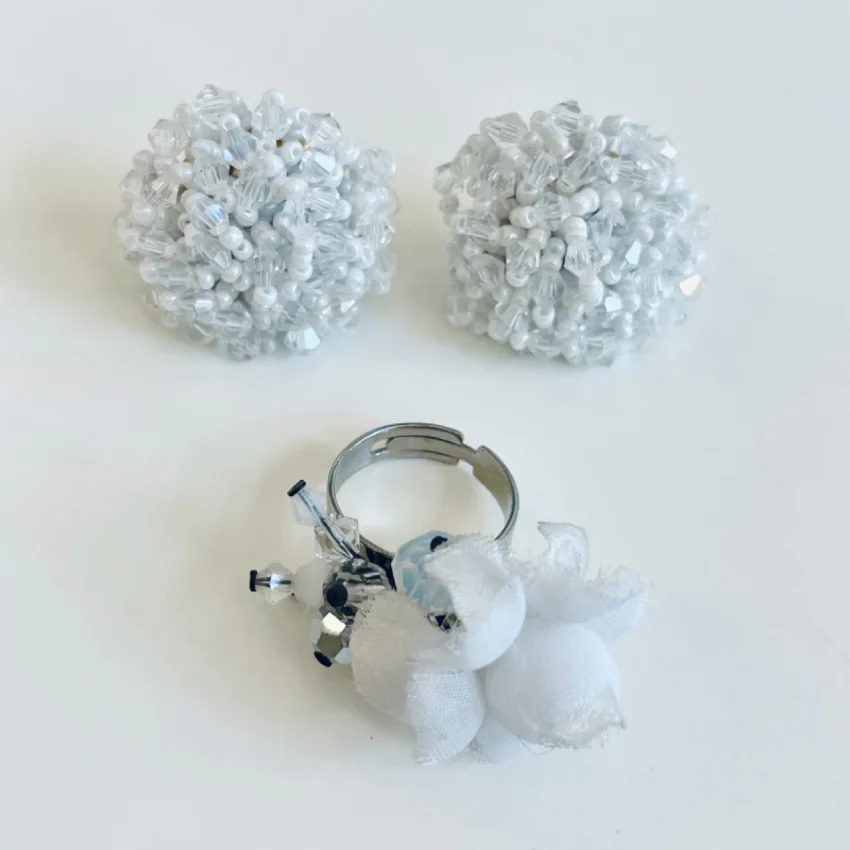 Pendientes y anillo para novia clásica - Anhelo